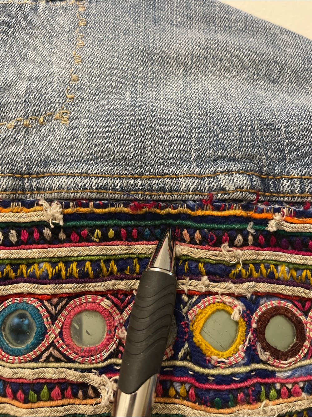 Hand Embroidered Blue Denim Jacket - Women - Picture 13 of 13
